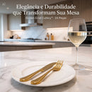Maleta de Talheres Dourada 24 Peças - Golden Éclat Cutlery™