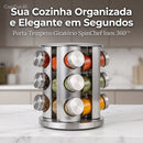 Porta Tempero Giratório em Aço Inox - SpinChef Inox 360™