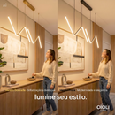 Luminária suspensa em  LED em formato ondulado, ajustável 110-220V