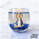 Vela com símbolo religioso (Nossa senhora)