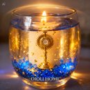 Vela com símbolo religioso (Nossa senhora)