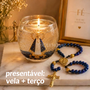 Vela com símbolo religioso (Nossa senhora)