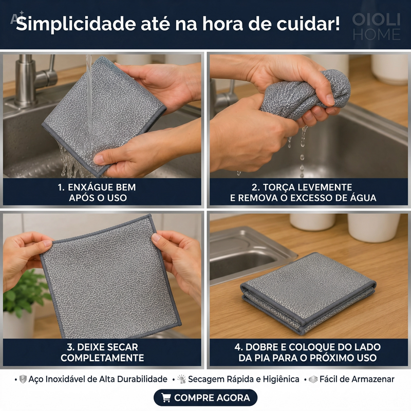 Panos MAGICO  de Aço Inoxidável para Limpeza