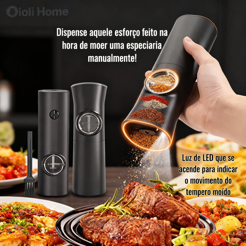Moedor Elétrico de Sal, Pimenta e Temperos com 3 granulagem