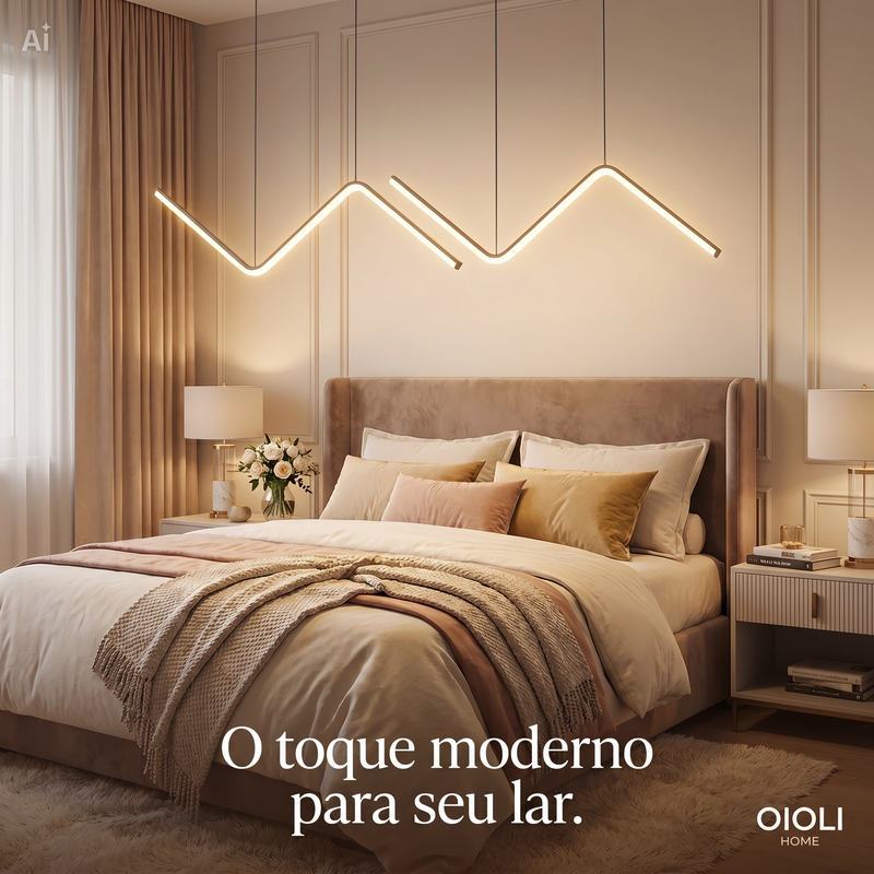 Luminária suspensa em  LED em formato ondulado, ajustável 110-220V