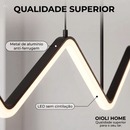 Luminária suspensa em  LED em formato ondulado, ajustável 110-220V