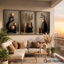 Quadros Decorativos Trio  com Escultura Dourada Luxo