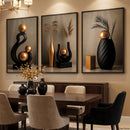 Quadros Decorativos Trio  com Escultura Dourada Luxo