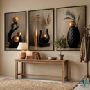 Quadros Decorativos Trio  com Escultura Dourada Luxo