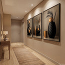 Quadros Decorativos Trio  com Escultura Dourada Luxo