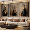Quadros Decorativos Trio  com Escultura Dourada Luxo